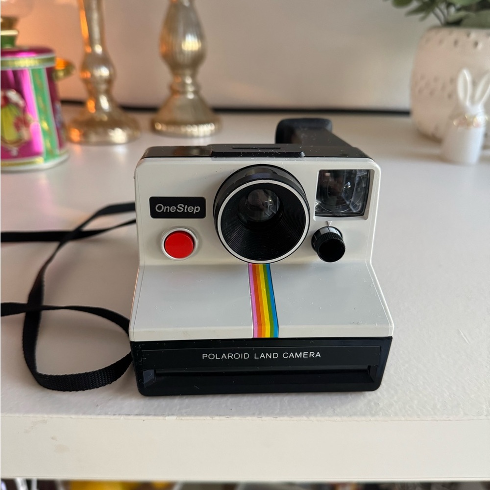Polaroid OneStep Land Camera - White with Rainbow Vintage